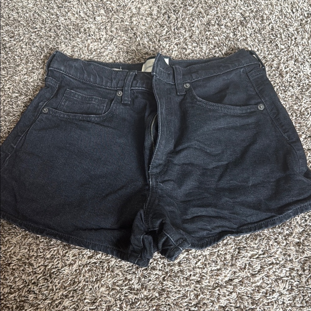 Universal Thread Black Jean Shorts High-Waisted Frayed Hem
